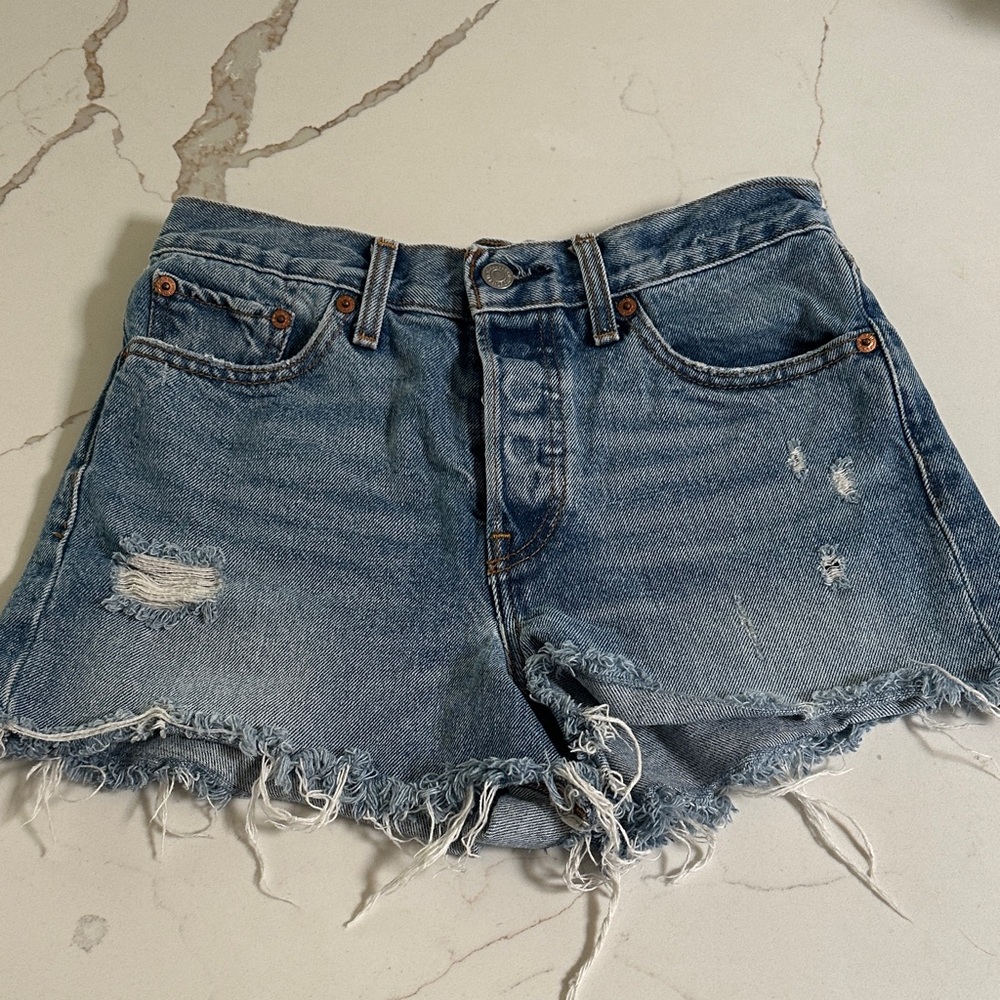 Levi’s Women's Distressed Denim Shorts - Blue
